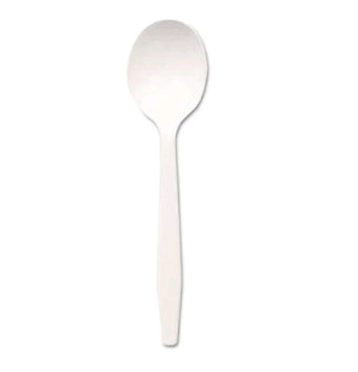 Generic - Medium Weight White Soup Spoon Economy on whtie background