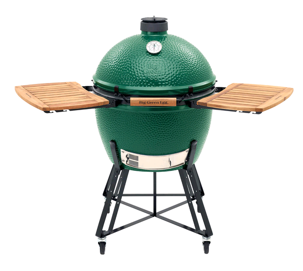 Big Green Egg Medium Original Kit with side Shelves on white background