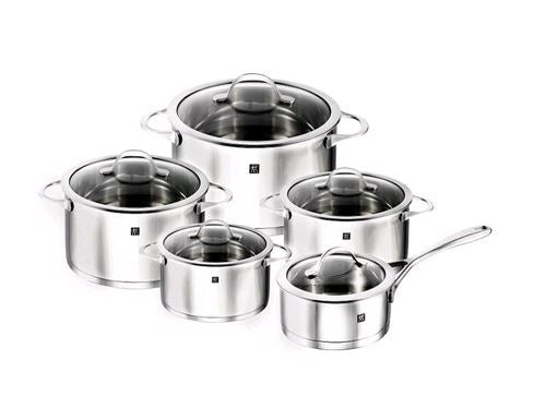 ZWILLING Essence 18/10 Stainless Steel Pot 10 Piece Set on white background