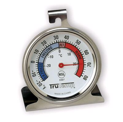 Taylor 3507FS Refrigerator Freezer Thermometer w/ 2 1/4" Dial, 20 to 80F on white background