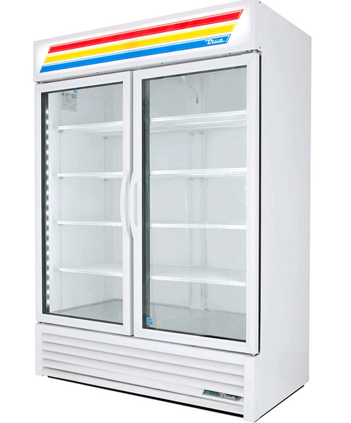 True GDM-49-HC~TSL01 54" Two Section Glass Door Merchandiser, (2) Left/Right Hinge Doors, 115v, White on white background