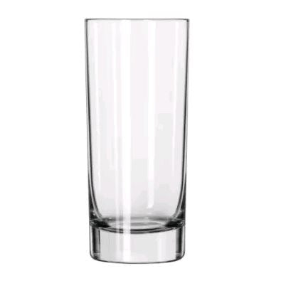 Libbey 12oz tall modernist water beverage glass empty on white background