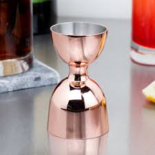 Barfly 1 oz. & 2 oz. Copper-Plated Heavy-Duty Straight Rim Bell Jigger M37006CP