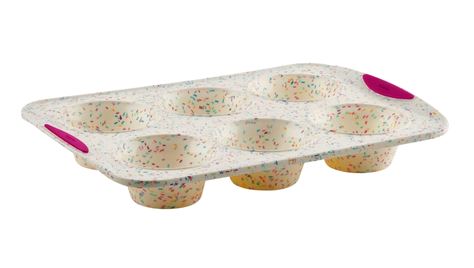 Trudeau Confetti Structured Silicone 6 Cup Jumbo Muffin Pan on white background