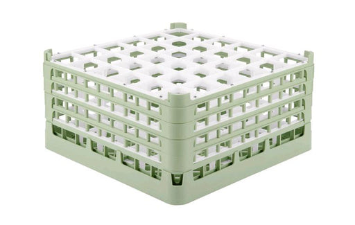 Vollrath 52782 Signature Full-Size Light Green 36-Compartment 9 1/16" XX-Tall Plus Glass Rack empty on white background