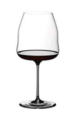 RIEDEL 1234/07 Winewings Pinot Noir/Nebbiolo with wine inside on white bakground