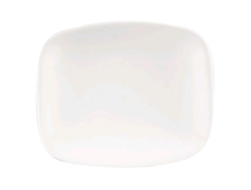 Churchill White Ceramic Oblong X Squared Chef's Plate - 9 1/3" x 6 1/8" - WHOBL21 on white background