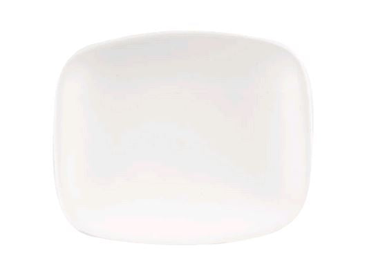 Churchill White Ceramic Oblong X Squared Chef's Plate - 9 1/3" x 6 1/8" - WHOBL21 on white background