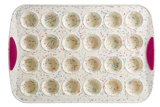 Trudeau Confetti 24 Count Mini Muffin Pan Silicone Bakeware on white background