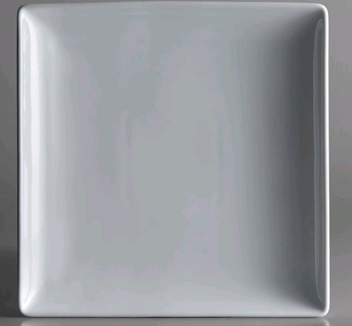 Oneida 9.5" Fusion Bright White Porelain Square Plate on grey background