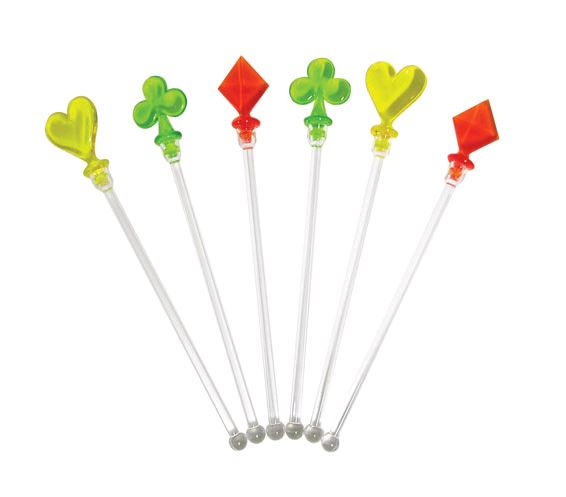 Brilliant Poker Cocktail Stirrer - 6 Pack on white background