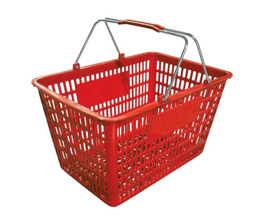 Omcan 13025 Red Plastic-Steel Shopping Basket on white backgronud