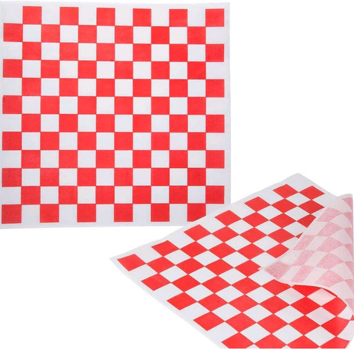 Red Checkered Food Liner 12" x 12" on white background