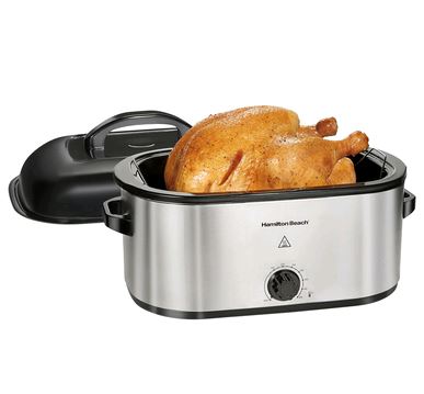 Hamilton Beach Electric Roaster Oven 22 Quarts, Stainless Steel 32215 on white background