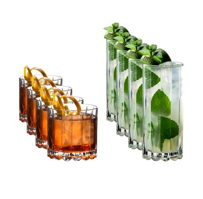 RIEDEL 5417/57 Drink Specific Glassware Rocks & Highball Set - 4 Each on white background