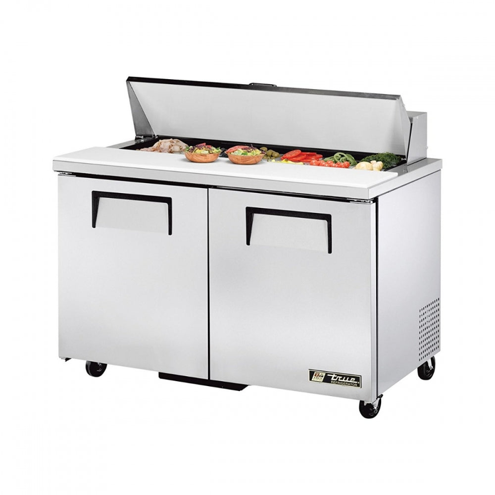 True 48" Two Section Stainless Steel Sandwich / Salad Prep Refrigerator TSSU-48-12-HC