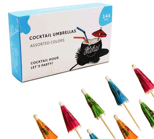 Assorted 4" Cocktail Umbrella Picks - 144 Pack