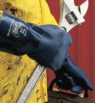 Ultraflex Neoprene Gloves 14" Large on hands working