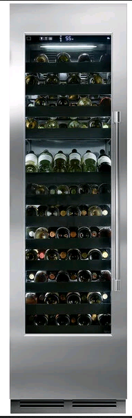 Perlick CC24W-1-4L Single Section 94-Bottle Single Zone Stainless Steel Left-Hinged Full Glass Door Wine Refrigerator on white background