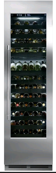 Perlick CC24W-1-4R Single Section 94-Bottle Single Zone Stainless Steel Right-Hinged Full Glass Door Wine Refrigerator on white background
