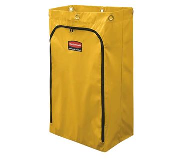 Rubbermaid 1966719 24-gal Replacement Bag w/ Zipper for Janitorial Cart - Vinyl, Yellow on white background